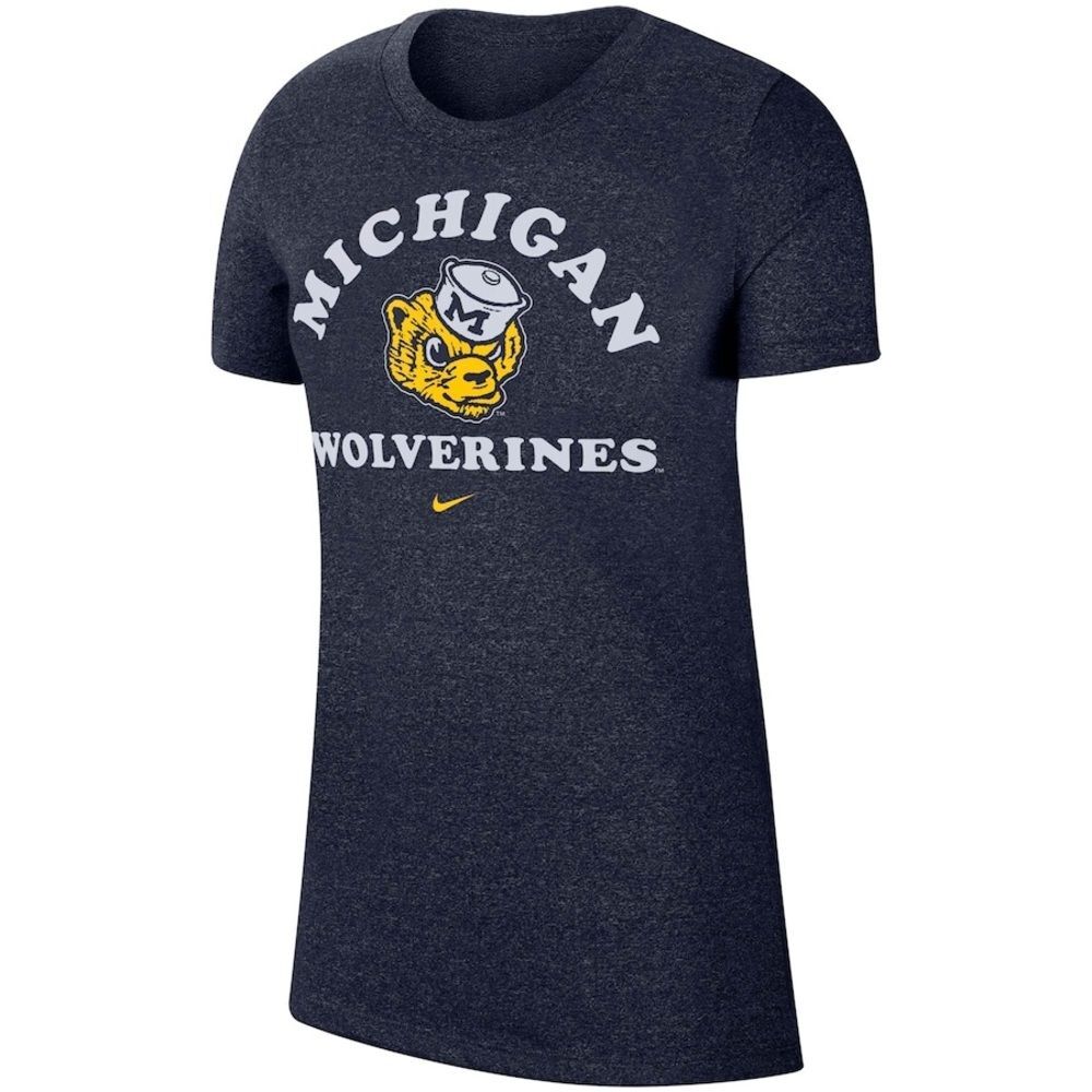 Nike NWOT University Michigan Wolverines marled Throwback Crew Neck Tshirt S